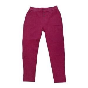 Faherty Brand Waffle Knit Joggers In Cranberry Red Women’s Size Large Pockets